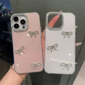 Funda para iPhone 16 de Apple, con un lindo lazo, lujosa, con diamantes, para mujer, de cobertura total, a prueba de golpes. - Product Image 1