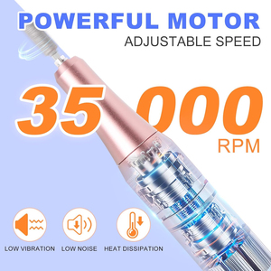 Taladro Eléctrico Profesional para Uñas de Plástico 35000 RPM, Lima de Uñas con 12 Puntas, Antivibración, Inalámbrico, Recargable por USB, Pantalla LCD, Para Uso Doméstico - Product Image 2