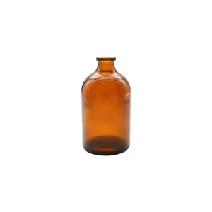 China manufacturers amber Brown injection moulded glass bottles 100ml laboratory glass vial with silicone