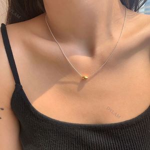 Dylam Trendy Simple Design Ins Style 18k <b>Gold</b> Plated Silver <b>Solid</b> <b>Gold</b> Ball Bead <b>Pendant</b> Necklace for Women - Product Image 2