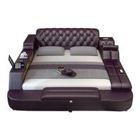 Lit intelligent en cuir véritable avec projecteur double, multifonctionnel, massage électrique, pliable, pour cinéma maison et chambre à coucher
