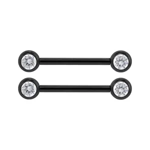 Pack de barres de <span class=keywords><strong>piercing</strong></span> pour tétons sans filetage <span class=keywords><strong>en</strong></span> titane ASTM F136 Superstar personnalisé, plaqué <span class=keywords><strong>or</strong></span>, avec strass blancs, bijoux de <span class=keywords><strong>piercing</strong></span> corporel - Product Image 4