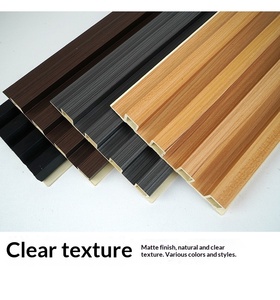 Panneaux muraux décoratifs carrés noirs et or, panneaux rainurés WPC pour plafond, lames en bois PVC WPC pour murs intérieurs avec LED - Product Image 2