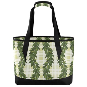 New Arrival Maile <b>Lei</b> Hawaiian Print Tote Cooler Pikake Design Lunch Bag Insulated Grocery Custom Logo Cooler Bag for Shopping - Product Image 1