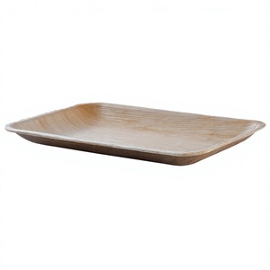 Bandeja Rectangular Plana Desechable de Hoja de Palma de 10x6 Pulgadas, Ecológica, Ligera, Biodegradable, Apta para Microondas, Impermeable, Apta para Congelador - Product Image 3
