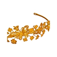 Diadème de mariée vintage baroque en or filigrané chinois avec perles et feuilles, couronne en cristal, bijou de cheveux pour mariage, anniversaire, fiançailles