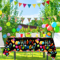 Nappe de fête d'anniversaire Huancai, imperméable, colorée, noire, en plastique, jetable, pour fournitures de fête