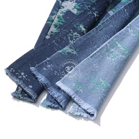 Graffiti Vert 80% Coton Jacquard Denim Tissu pour Jeans 10.5 Oz Haute Qualité Denim Tissu En Gros