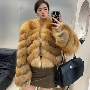 أزياء الشتاء معطف فرو الثعلب الأحمر الدافئ قصير فاخر حقيقي طبيعي معطف فرو الثعلب الأحمر - Product Image 6