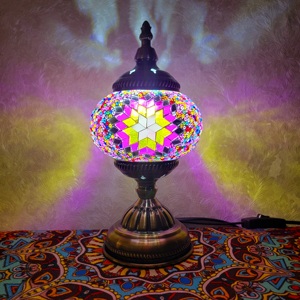 Tiffany masa lambası mozaik vitray mavi fas fener masa işıklar dekoratif el yapımı Tiffany aydınlatma - Product Image 5