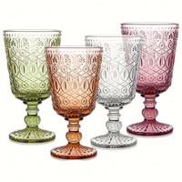 Op maat gemaakte vintage zonnebloem geëmbosseerde milieuvriendelijke rode wijnglazen retro gekleurde geperste plastic zeefdruk bruiloft feest