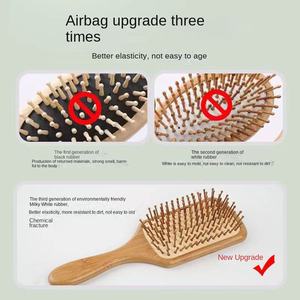 Sikat rambut Dayung Wanita logo kustom ramah lingkungan aksesori rambut sikat rambut Salon bambu kayu alami - Product Image 5