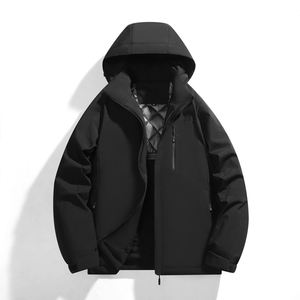 Men's Winter Long Hooded Windproof <b>Fleece</b> <b>Jacket</b> Outdoor Mountaineering Clothes Polyester <b>Lining</b> Spandex/Bamboo Fiber 220g - Product Image 3