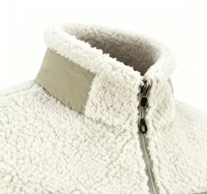 Áo khoác Sherpa bán buôn OEM, áo khoác lông cừu có khóa kéo, áo khoác lông cừu Polar Fleece nam, thiết kế giản dị, mùa đông, nhuộm màu, thời trang đô thị, túi vá - Product Image 2