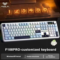 Clavier mécanique RGB en plastique AULA F108 PRO, nouveau, BT 5.0, 2.4G sans fil, filaire, trois modes, personnalisable