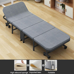 Fabrika toptan Modern ofis katlanır yatak yatak katlanabilir taşınabilir Metal yatak yetişkinler için öğle yemeği için tekerlek ile tek yatak - Product Image 3