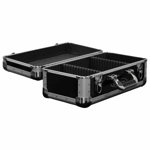 Schwarzes Aluminium gehäuse mit abgerundeten Ecken für <span class=keywords><strong>CDs</strong></span> und Schallplatten Praktisches Handheld Travel Box <span class=keywords><strong>Case</strong></span>