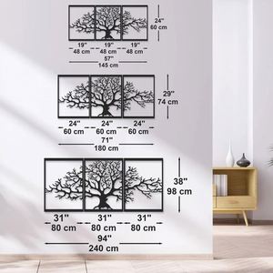 Escultura de Pared de Metal con Silueta del Árbol de la Vida, Adorno Colgante de Hierro Negro para Decoración del Hogar y Sala de Estar - Product Image 2