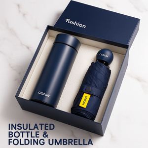 Kit de Bienvenida Ejecutivo: Vaso de Acero Inoxidable + Paraguas Portátil, Empaque Personalizable, Inserto de Espuma, Ideal para Eventos y Clientes - Product Image 3