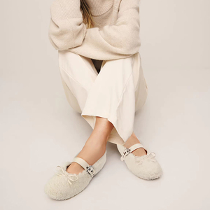 Casual quotidiano in pelliccia comodo finto Shearling Mary Jane Flats cinturino <span class=keywords><strong>con</strong></span> fibbia regolabile Ballerina scarpe da abito piatto - Product Image 4