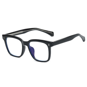 Lunettes de vue rétro à monture carrée, monture épaisse noire, anti-lumière bleue, pour hommes, monture complète en acétate, verres non correcteurs S2 8955 - Product Image 3