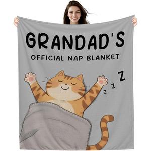 Gray Cat Sleeping Nephew Flannel Blanket Throw Blanket Nap Blanket <b>Machine</b> Washable Fade Resistant for Home Office Nap - Product Image 4