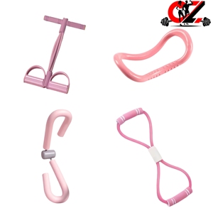 Set de 4 piezas de resistencia pesada y duradero para yoga y fitness: Pedal de tracción, Anillo para belleza de piernas y Anillo de tracción en forma de ocho - Product Image 1