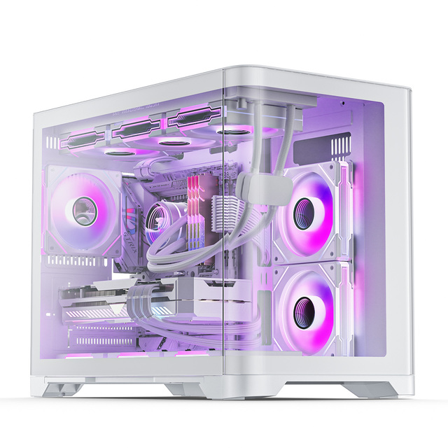 New Mid Tower Aluminum Alloy Gaming Case with Power Supply MATX/ITX CPU Cabinet