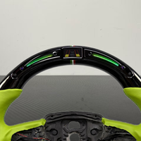 Volant en cuir vert à fond plat avec LED intelligentes personnalisées YZ, en fibre de carbone, pour Lamborghini Huracan LP640 LP650 LP670 Urus Upgrade