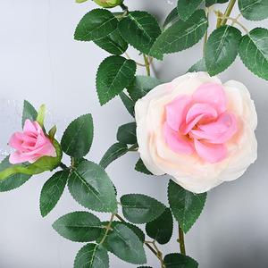 Guirlandes de roses artificielles en plastique avec fil métallique, bouquet en tissu, rose clair, rose foncé, blanc, rouge, jaune, orange, violet, pour mariage, décoration intérieure et extérieure - Product Image 3