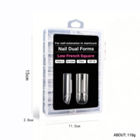 140 pièces de moules d'extension d'ongles en acrylique transparent pour nail art DIY, formes doubles carrées pour ongles français