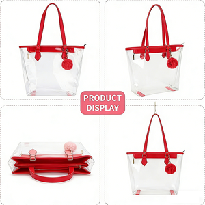 Bolsa de Mano Transparente Grande con Colgante de Peluche, Bolsa de PVC Transparente de Moda para Mujer, para Viajes y Playa - Product Image 6