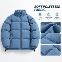 Veste d'hiver matelassée pour homme, col montant, manteau chaud rembourré, coupe décontractée, léger, coupe-vent, parka matelassée