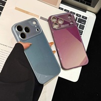 Coque de téléphone en verre effet peau bleue avec grande ouverture pour appareil photo pour iPhone 18 Pro Max