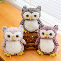 Peluche Hibou Kawaii Shaggy, Animal en Peluche Hibou Réaliste avec Yeux Dorés, Doux, Gris, Rose, Violet, Poupée Oiseau pour Filles, Cadeau
