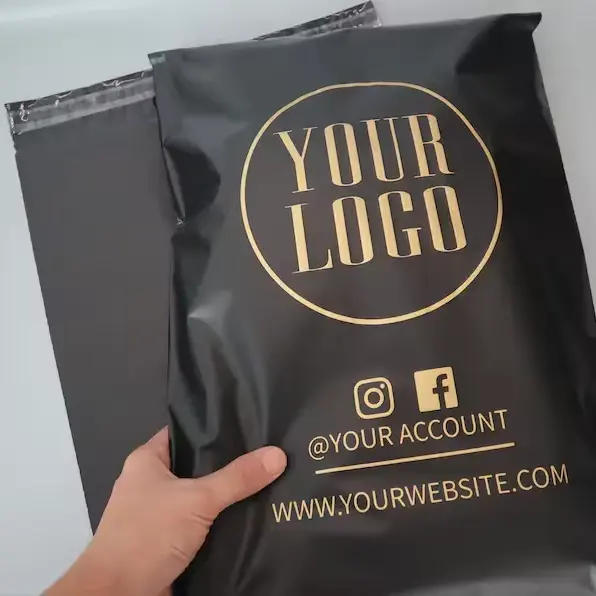 Sacos de correio plásticos compostáveis pretos biodegradáveis de Eco personalizados para correspondência com logotipo