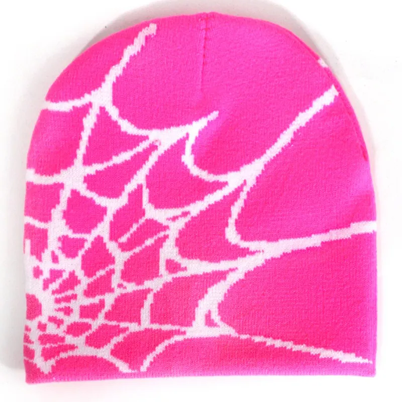 Wholesale Custom y2k accessories fashion style spider web gothic street wear jacquard knit beanie hat for men and women
