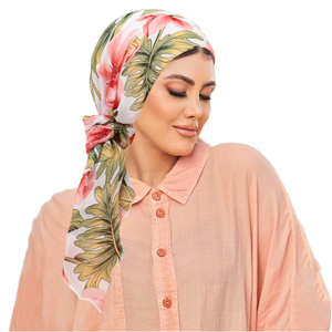 New Fashion Ramadan Floral Turban Cap Undercap <b>Hat</b> Muslim Women Modal Breathable Instant Hijab Hair <b>Band</b> Set 2pcs LMLAVEN - Product Image 1