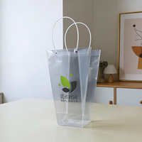 Sac cadeau en plastique personnalisé pour la vente au détail, sac à fleurs transparent en plastique, sac à main en PP écologique avec poignées