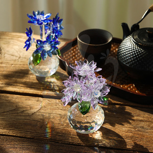 Ornement de fleur en cristal artificiel, mini cadeau décoratif pour fête d'anniversaire, décoration de la maison - Product Image 3