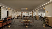 Design d'intérieur moderne et simple pour un club de café, concept de salon de café industriel, table et ensemble de chaises personnalisés