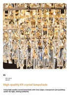 Lustre moderne de luxe vintage rustique à hauteur réglable en cristal doré pour la maison, le bureau, la chambre, le restaurant, le mariage
