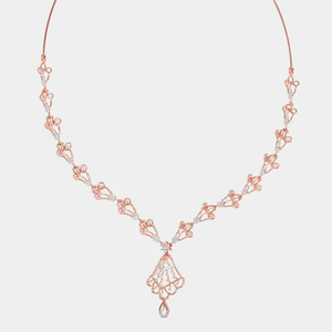 Collar clásico de oro rosa antiguo con diamantes, elegante joya llamativa con piedras brillantes para novias, bodas y fiestas. - Product Image 4