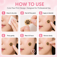 Patchs anti-acné ronds en forme de patte de chat, couvre-boutons hydrocolloïdes pour le soin de la peau