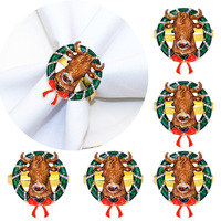 Boucle de serviette en métal motif cerf pour couronne de Noël, utilisée pour la décoration de table de fête dans les hôtels familiaux et les restaurants