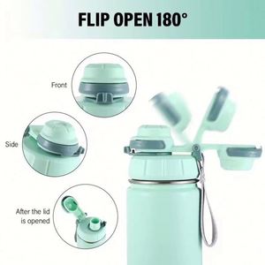 32oz 40oz BPA FREE 3Lids Double Wall Vacuum Flask Insulated Stainless Steel Bottle with Dust Proof Straw Handle Lid - Product Image 5