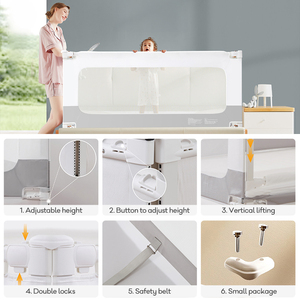 Barrière de <span class=keywords><strong>lit</strong></span> pliable réglable personnalisable OEM pour bébés et tout-petits – Barrière de protection latérale - Product Image 4