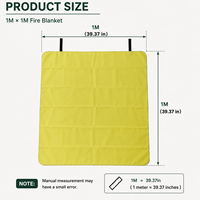 Couverture anti-feu portable jaune 1M*1M pour le camping et la maison, protection d'urgence contre les incendies domestiques, la cuisine et les feux de camp