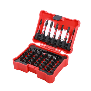 Jeu de 38 embouts de visserie industriels en acier <span class=keywords><strong>S2</strong></span>, comprenant un porte-embout magnétique, résistant à la falsification, pour vis hexagonales SAE, métriques et étoiles - Product Image 1