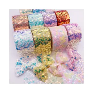 Afinidade alta qualidade colorido ameixa flor sequin malha rendas guarnição bordados para vestidos de noiva